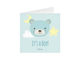 It's a Boy Bear-Quadratisch gefaltete Grußkarte