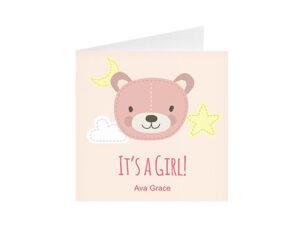 It's a Girl Bear-Quadratisch gefaltete Grußkarte