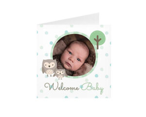 Welcome Baby Owl-Quadratisch gefaltete Grußkarte