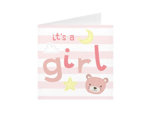 It's a Girl Stripe-Quadratisch gefaltete Grußkarte