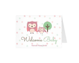 Welcome Baby Owl-Eine gefaltete Panorama-Grußkarte