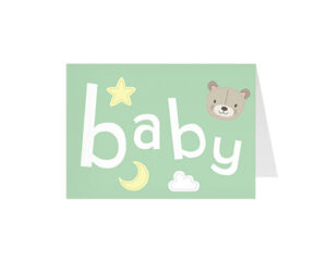 Mint Baby Bear-Eine gefaltete Panorama-Grußkarte
