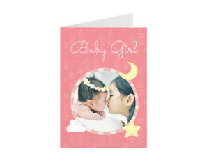 Baby Girl Floral-Gefaltete Grußkarte im Hochformat
