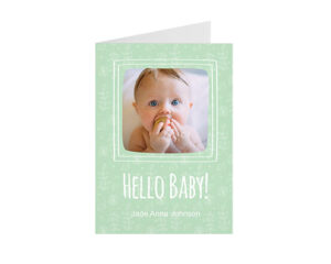 Hello Baby Mint Floral-Gefaltete Grußkarte im Hochformat