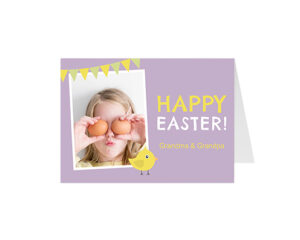 Lilac Easter Chick-Eine gefaltete Panorama-Grußkarte