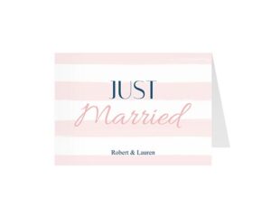 Striped Just Married Wedding-Panorama-Klappkarte