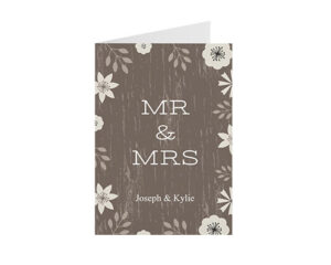 Brown Rustic Floral Wedding-Klappkarte im Hochformat